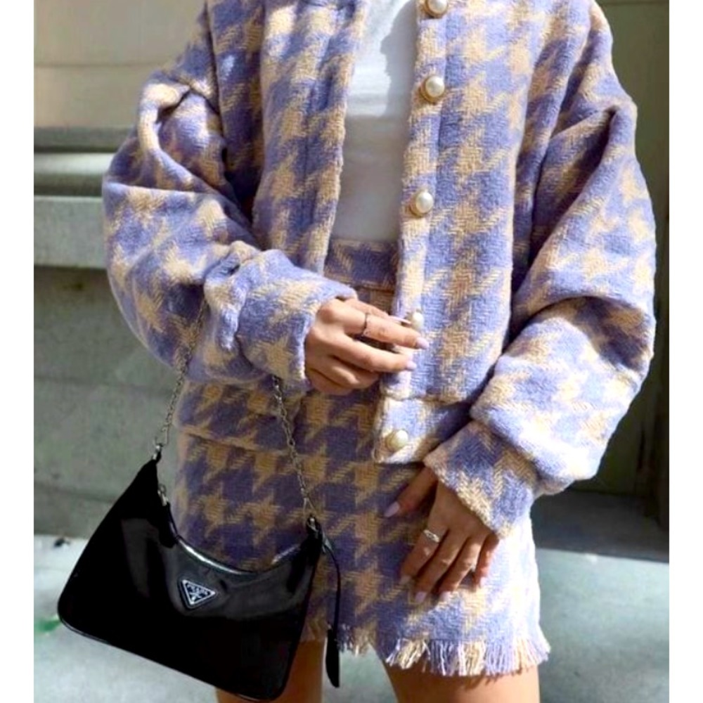 Houndstooth Jacket Skirt Set
